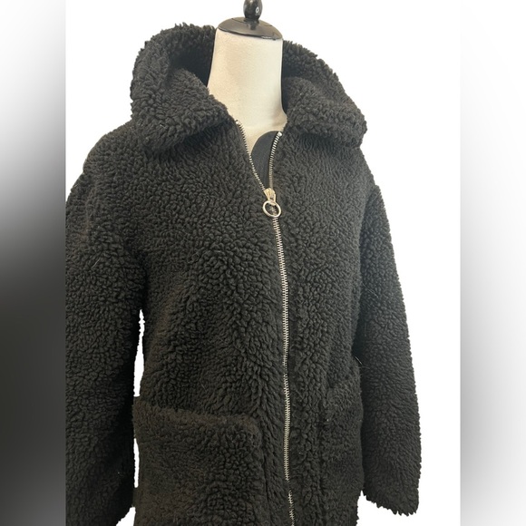 Top Shop Borg Jacket US Size 2 Black Sherpa Winter coat - Picture 8 of 12